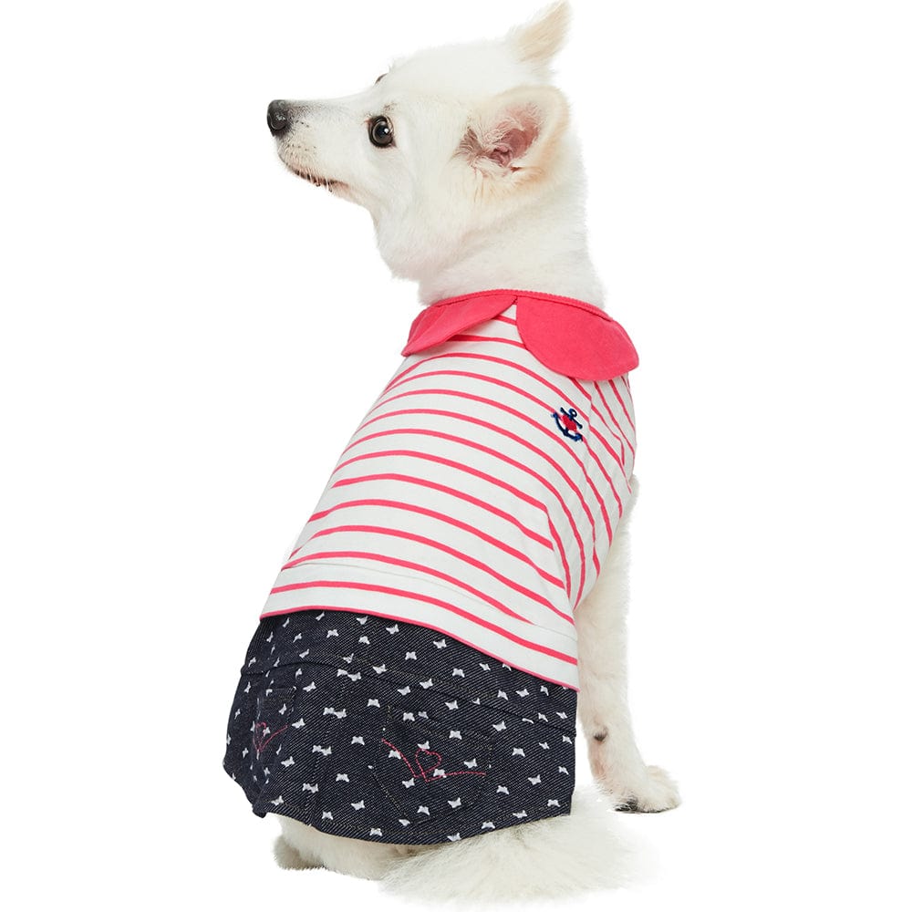 Dog Dress DOGS & CATS & CO. Denim Matching Dog & Kid Tank Dress in Pink Stripes For Dog / 10"