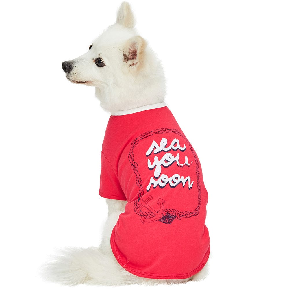 Dog Shirt DOGS & CATS & CO. Sea You Soon' Matching Dog & Kid T-shirt in Cerise Red For Dog / 10"