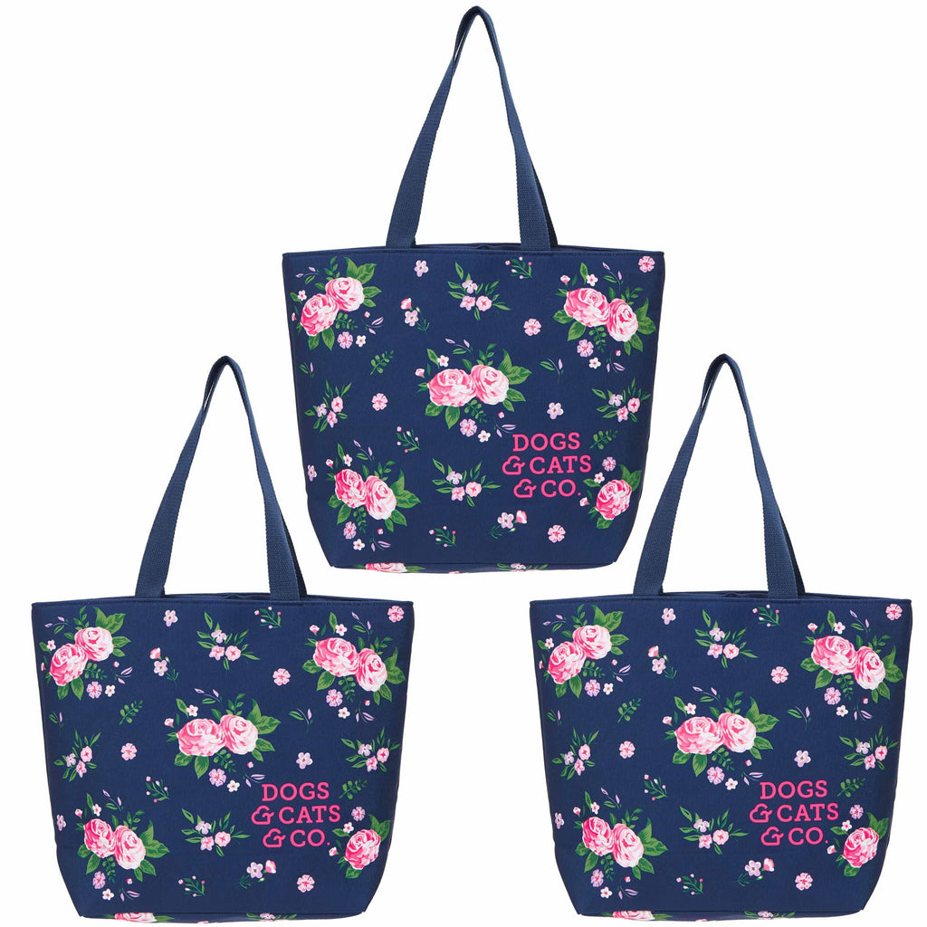 Pet Lover DOGS & CATS & CO. 3 Pack Floral Shopping Totes One Size